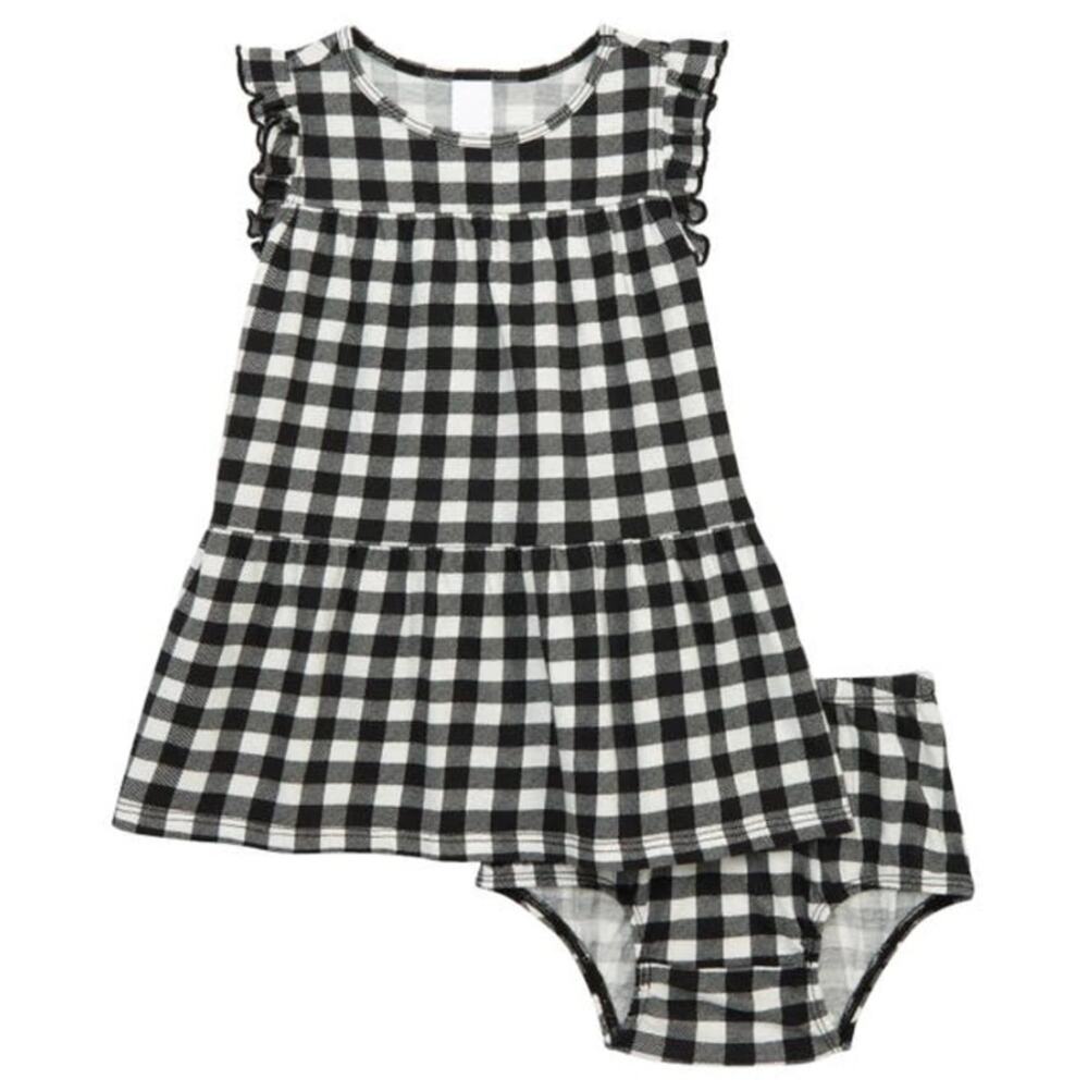 Harper Canyon Babies' Printed Dress & Bloomers In Black Gingham, Size 18M